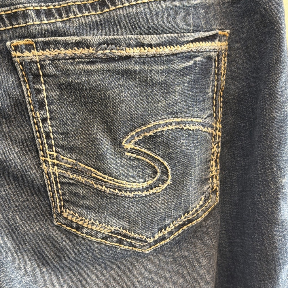 Silver Jeans Womens W34 L29 (act 34X30) Boyfriend Stretch Distressed Dark Wash - Picture 7 of 16